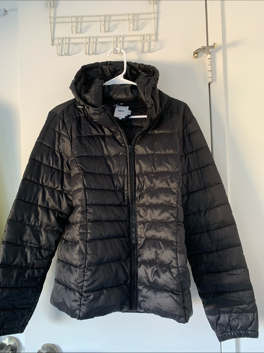 Only Black Quilted Hooded Puffer Jacket